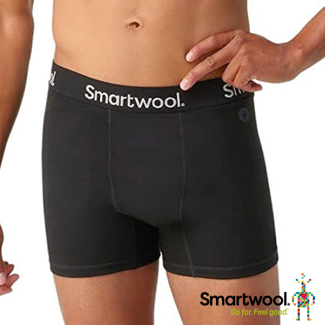 【美國 SmartWool】男 美麗諾羊毛控溫四角內褲.平口內褲.吸濕透氣貼身內著/SW016996-001 黑✿30E010